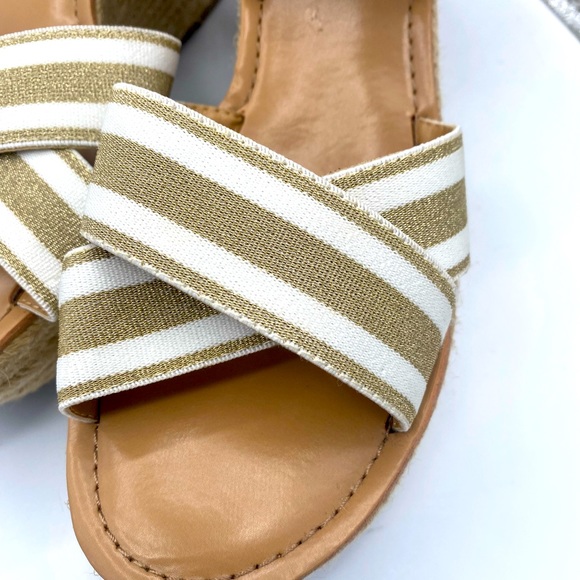 Tommy Hilfiger Theia Gold/White Chunky Straw Espadrille Wedge Sandals NWT Size10 - Picture 7 of 14